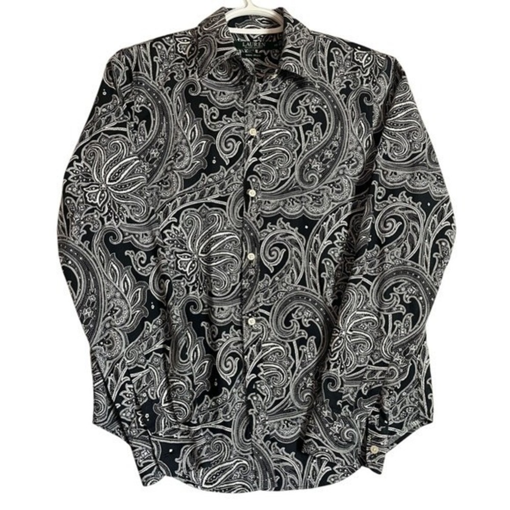 RL Lauren Paisley Non-Iron Blouse • Dark Academia Preppy Chic